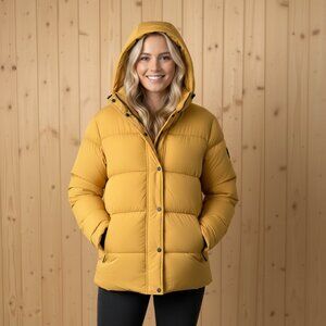 Aritzia TNA The Super Puff Jacket Unique Mustard Goose Down Coat Smoke/Pet Free